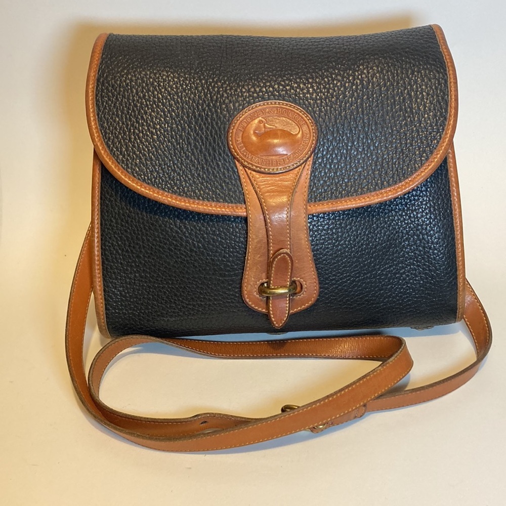 Vintage Dooney & Bourke All Weather Leather Essex Handbag USA pebbled black - Picture 1 of 14
